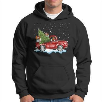 Papillon Dogs Ride Red Truck Christmas Xmas Hoodie | Mazezy