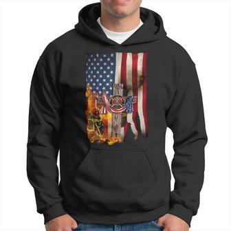 Patriot Day September 11 Firefighter God Bless Usa - Black Mug Hoodie - Monsterry