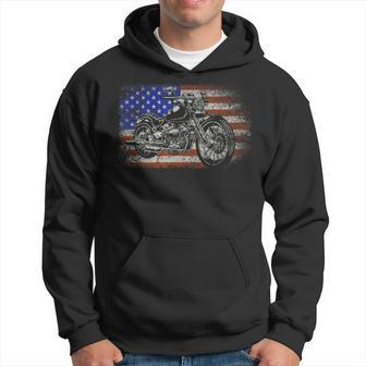 Patriotic American Motorcycle Rider Gift Us Flag Biker Hoodie | Mazezy