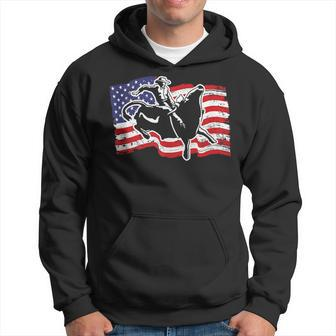 Patriotic Bull Rider Western Rodeo American Flag Bull Riding Patriotic Funny Gifts Hoodie | Mazezy