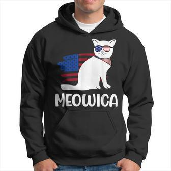 Patriotic Cat Meowica 4Th Of July Funny Kitten Lover Hoodie | Mazezy