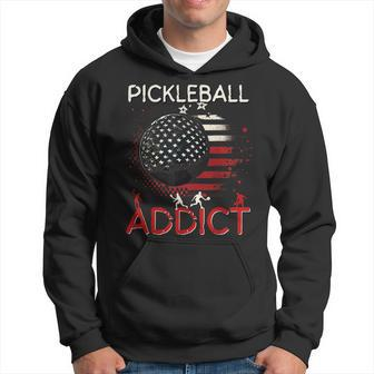 Patriotic Pickleball Addict Player Usa Flag Paddleball Lover Hoodie | Mazezy