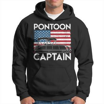 Patriotic Pontoon Captain Us American Flag Funny Boat Owner Hoodie - Seseable