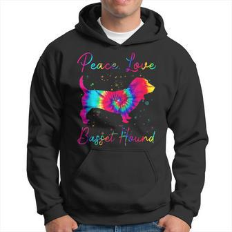 Peace Love Basset Hound Funny Dog Lover Gift Hoodie | Mazezy UK