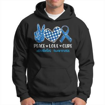 Peace Love Cure Grey Blue Ribbon Diabetes Awareness Hoodie - Monsterry AU