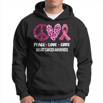 Peace Love Cure Pink Ribbon Breast Cancer Awareness Hoodie - Seseable