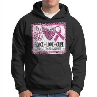 Peace Love Cure Pink Ribbon Cancer Breast Cancer Awareness Hoodie - Monsterry DE
