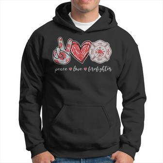 Peace Love Firefighter Cute Firefighter Gifts Hoodie | Mazezy