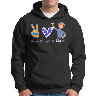 Peace Love Funny Lover For Men Woman Kids Blippis Hoodie | Mazezy