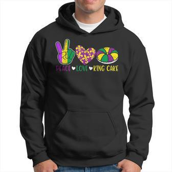 Peace Love King Cake Funny Mardi Gras Festival Party King Funny Gifts Hoodie | Mazezy