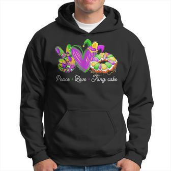 Peace Love King Cake Funny Mardi Gras Party Carnival Gift King Funny Gifts Hoodie | Mazezy