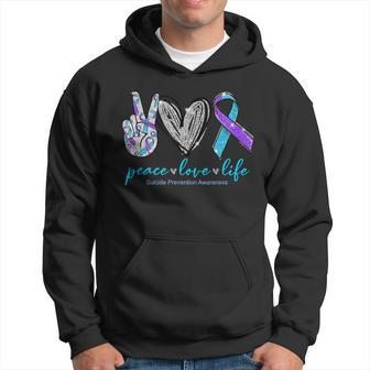 Peace Love Life Suicide Prevention Awareness Heart Ribbon Hoodie | Mazezy