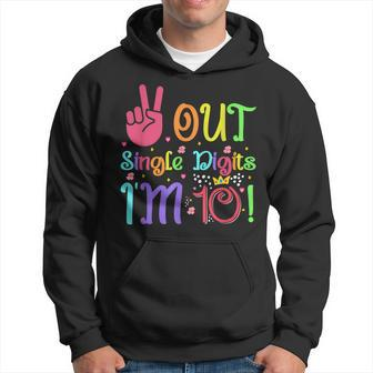 Peace Out Single Digits Im 10 Year Old 10Th Birthday Boys Hoodie | Mazezy