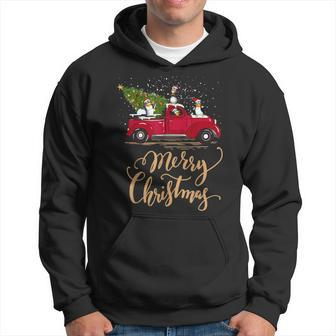 Penguin Driving Christmas Tree Red Truck Penguin Christmas Hoodie | Mazezy