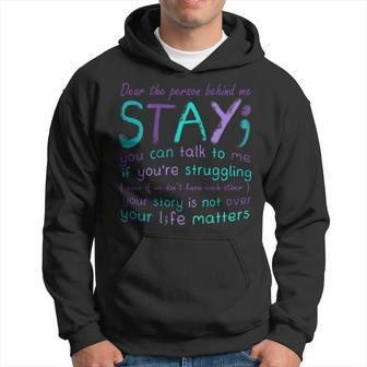 Person Behind Suicide Prevention Depression Awareness Back Hoodie - Seseable