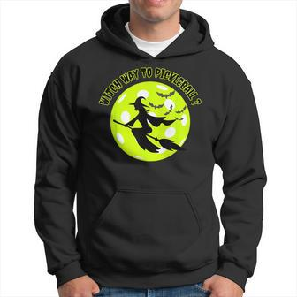Pickleball Witch On Broom Pickleball Players Halloween Hoodie | Mazezy
