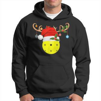 Pickleball Xmas Reindeer Santa Hat Pickleball Christmas Hoodie - Thegiftio UK