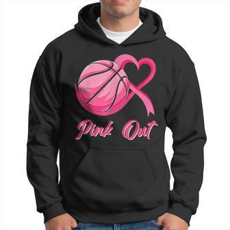 Pink Out Basketball Breast Cancer Awareness Pink Ribbon Hoodie