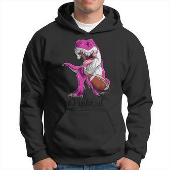 Pink Dinosaur Football Boys Pink Out Breast Cancer Hoodie - Seseable