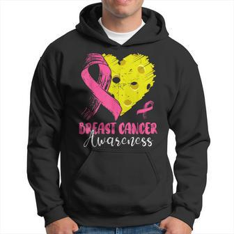 Pink Ribbon & Pickleball Ball Heart Breast Cancer Warrior Hoodie | Mazezy