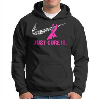 Pink Ribbon Just Cure It Support Breast Cancer Month Warrior Hoodie - Seseable