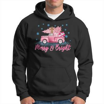 Pink Tree Christmas Merry And Bright Pink Truck Xmas Costume Hoodie | Mazezy