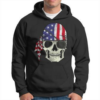 Pirate 4Th Of July Men Distressed Usa Skull American Flag Hoodie | Mazezy
