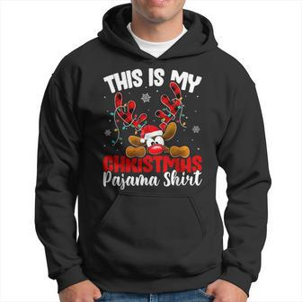 Plaid Reindeer This Is My Christmas Pajamas Xmas Family Hoodie - Thegiftio UK