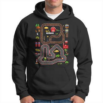 Play Cars And Train On Dads Back Mat Road Car Race Track Hoodie - Seseable