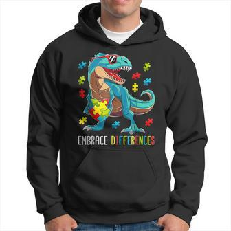 Plus Size Autism Awareness Funny Dinosaur With Puzzle Dinosaur Funny Gifts Hoodie | Mazezy