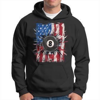 Pool Snooker Billiards Player 8 Ball Usa American Flag Hoodie - Thegiftio UK