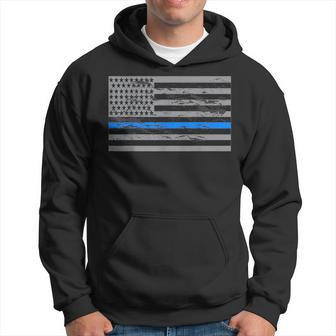 Pride And Honor Blue Line United States Flag Hoodie | Mazezy