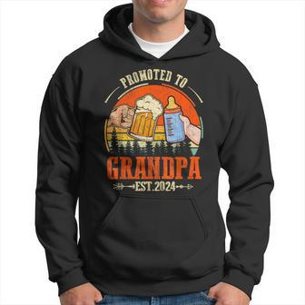 Promoted To Grandpa Est 2024 Retro Fathers Day New Grandpa Hoodie - Monsterry DE