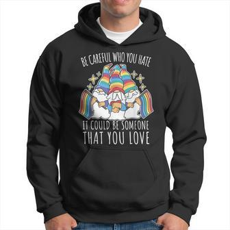 Proud Day Lgbt Be Careful Who You Hate Gay Flag Pride Gnomes Hoodie | Mazezy DE
