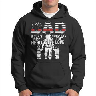 Proud Firefighter Dad Daddy Fireman Dad Father’S Day Men Hoodie - Seseable