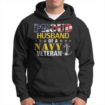 Proud Husband Of A Navy Veteran With American Flag Gift Hoodie | Mazezy