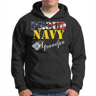 Proud Navy Grandpa With American Flag Cool Gift Hoodie | Mazezy