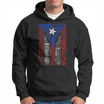 Puerto Rican Flag With Towns And Cities Of Puerto Rico Hoodie - Thegiftio UK
