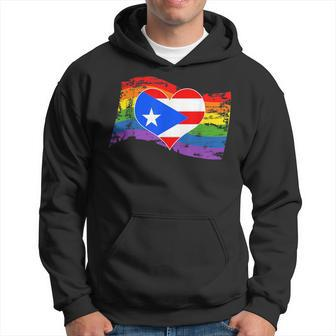 Puerto Rico Rican Gay Pride Flag T Lgbt Distressed Hoodie | Mazezy