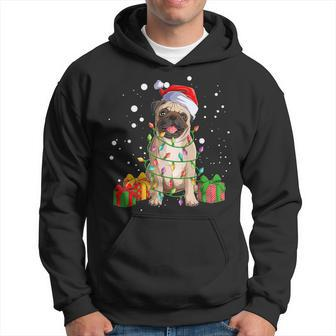 Pug Christmas Tree Lights Santa Dog Xmas Boys Pugmas Hoodie - Seseable