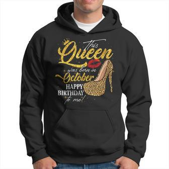 This Queen Was Born In October Birthday Leopard High Heel Hoodie - Thegiftio UK