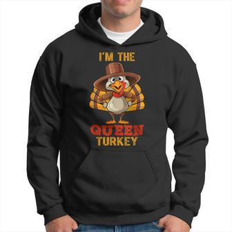 Queen Turkey Matching Family Group Thanksgiving Hoodie - Seseable