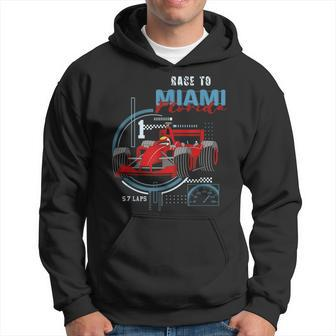 Race To Miami Florida Take A Trip To Miami Car Racing 2023 Florida Gifts & Merchandise Funny Gifts Hoodie | Mazezy