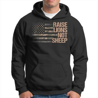 Raise Lions Not Sheep American Flag Patriot Patriotic Hoodie | Mazezy