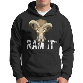 Ram It Wild Buck Pun Bighorn Sheep Drawing Hoodie | Mazezy