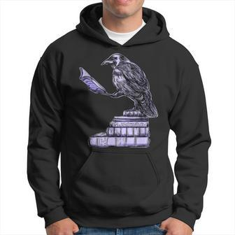 Raven Raven Reading Poetry Lover Raven Reading Funny Designs Funny Gifts Hoodie | Mazezy