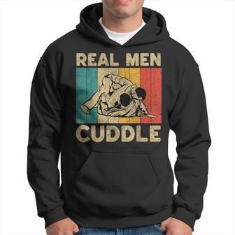 Real Men Cuddle Funny Vintage Bjj Brazilian Jiu Jitsu Hoodie - Monsterry