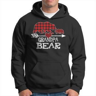 Red Plaid Grandpa Bear One Cub Matching Buffalo Pajama Xmas Hoodie | Mazezy