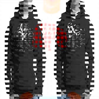 Red Plaid Mr Bear Matching Family Christmas Eve Newlywed Hoodie | Mazezy