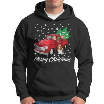 Red Truck Merry Christmas Tree Basset Hound Christmas Hoodie | Mazezy